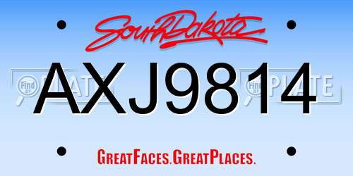 AXJ9814 South Dakota License Plate