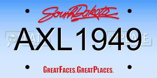 AXL1949 South Dakota License Plate