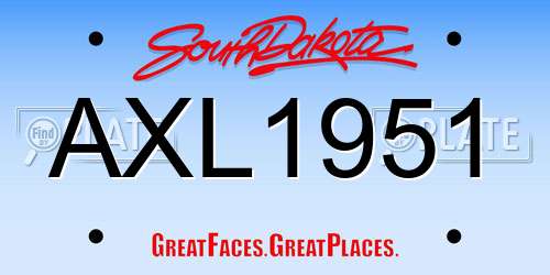 AXL1951 South Dakota License Plate