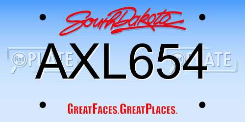 AXL654 South Dakota License Plate