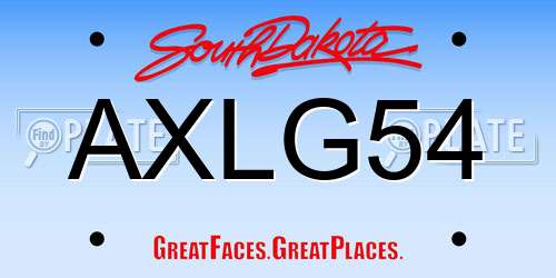 AXLG54 South Dakota License Plate