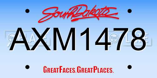 AXM1478 South Dakota License Plate