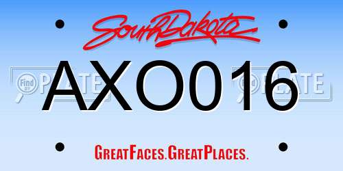 AXO016 South Dakota License Plate