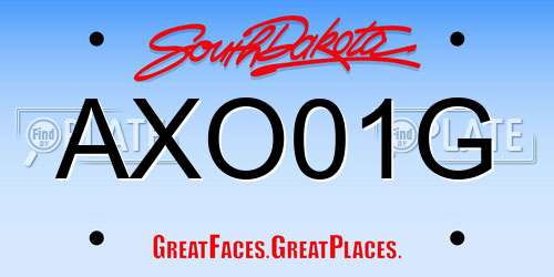 AXO01G South Dakota License Plate