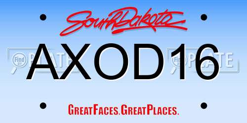 AXOD16 South Dakota License Plate