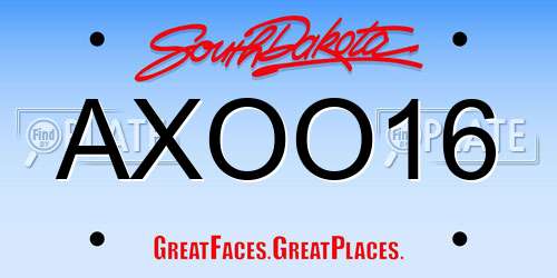 AXOO16 South Dakota License Plate