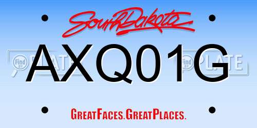 AXQ01G South Dakota License Plate