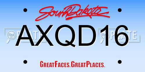 AXQD16 South Dakota License Plate