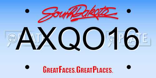 AXQO16 South Dakota License Plate