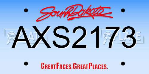AXS2173 South Dakota License Plate