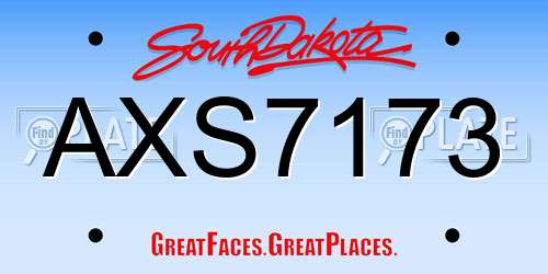 AXS7173 South Dakota License Plate