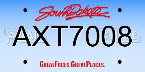 AXT7008 South Dakota License Plate