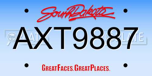 AXT9887 South Dakota License Plate