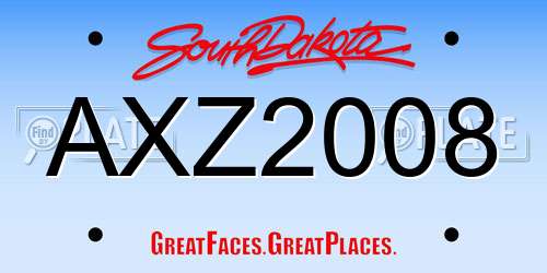 AXZ2008 South Dakota License Plate