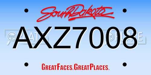 AXZ7008 South Dakota License Plate