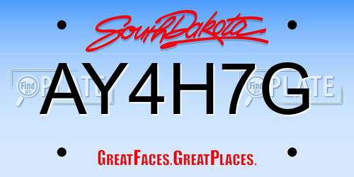 AY4H7G South Dakota License Plate