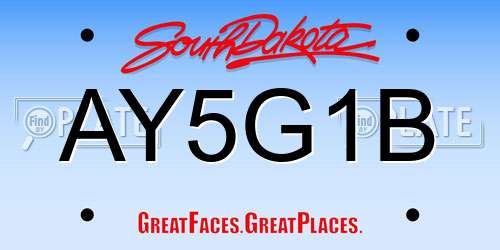 AY5G1B South Dakota License Plate