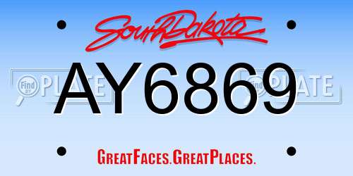 AY6869 South Dakota License Plate