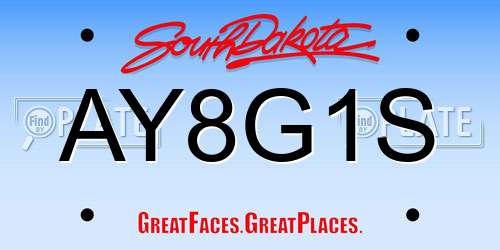 AY8G1S South Dakota License Plate
