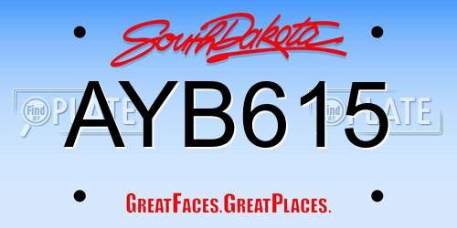 AYB615 South Dakota License Plate