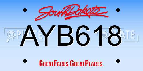 AYB618 South Dakota License Plate
