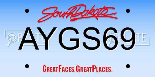 AYGS69 South Dakota License Plate