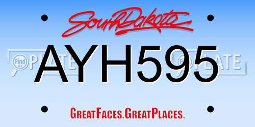 AYH595 South Dakota License Plate