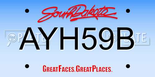 AYH59B South Dakota License Plate