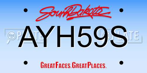 AYH59S South Dakota License Plate