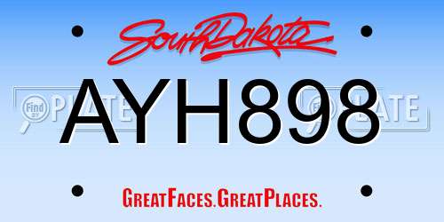 AYH898 South Dakota License Plate