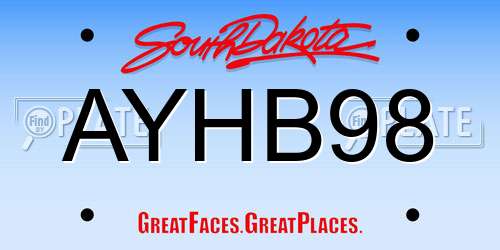 AYHB98 South Dakota License Plate
