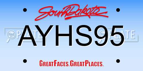 AYHS95 South Dakota License Plate