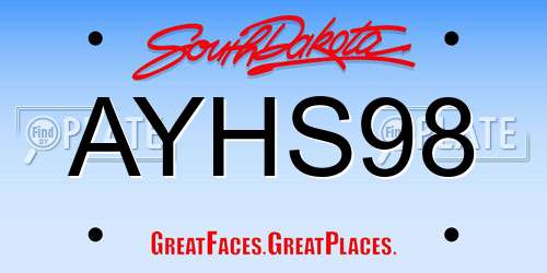 AYHS98 South Dakota License Plate
