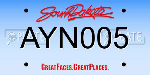 AYN005 South Dakota License Plate