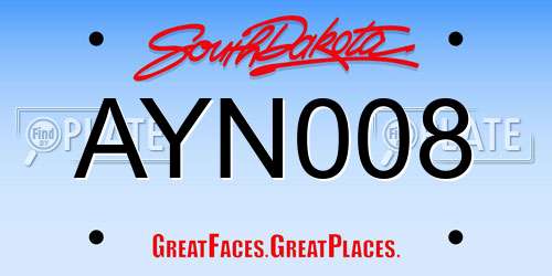 AYN008 South Dakota License Plate