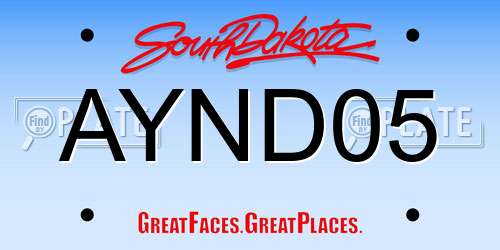 AYND05 South Dakota License Plate