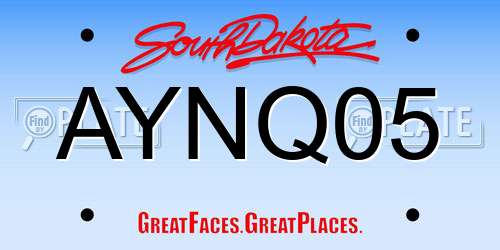 AYNQ05 South Dakota License Plate