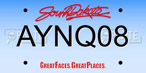 AYNQ08 South Dakota License Plate