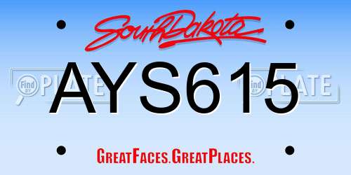 AYS615 South Dakota License Plate