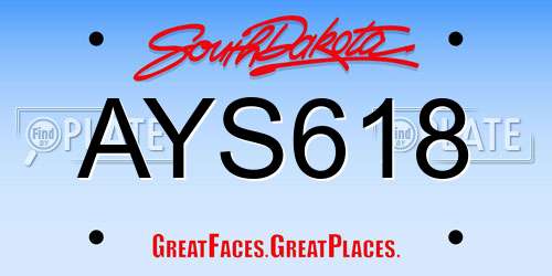 AYS618 South Dakota License Plate