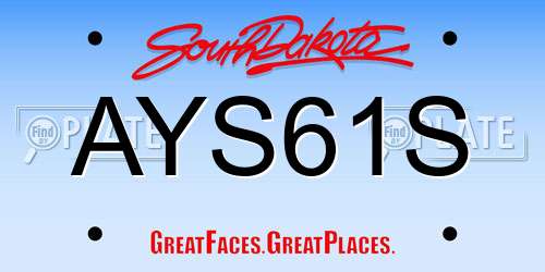 AYS61S South Dakota License Plate