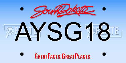 AYSG18 South Dakota License Plate