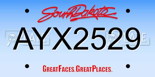 AYX2529 South Dakota License Plate