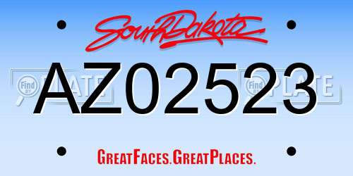 AZ02523 South Dakota License Plate