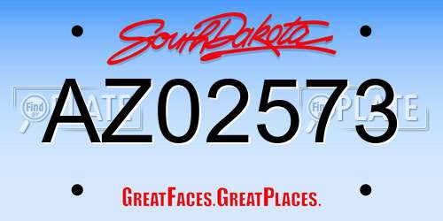 AZ02573 South Dakota License Plate