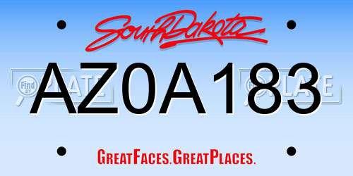 AZ0A183 South Dakota License Plate
