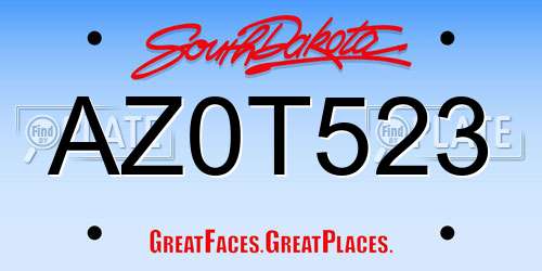 AZ0T523 South Dakota License Plate