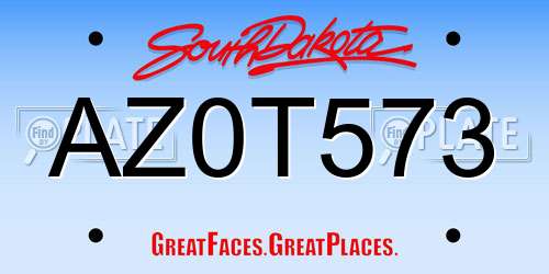 AZ0T573 South Dakota License Plate