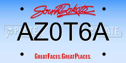 AZ0T6A South Dakota License Plate