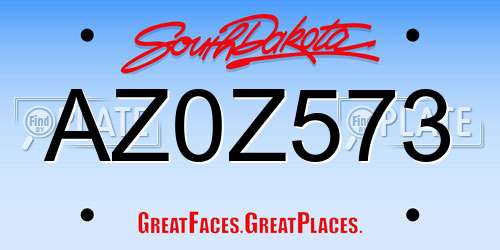 AZ0Z573 South Dakota License Plate
